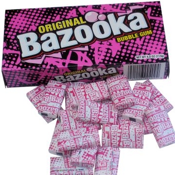 Schachtel mit Bazooka Kaugummi, USA Import per doosje Schachtel mit Bazooka Kaugummi, USA Import per doosje