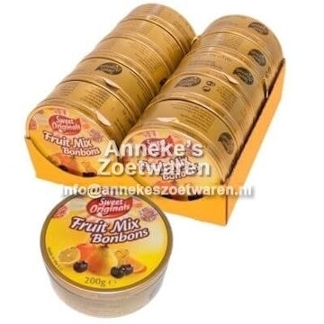 Blikje Fruit Mix Bonbons, 200gr